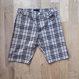 Burberry plaid shorts. 36” waist. Tan & Dark Brown